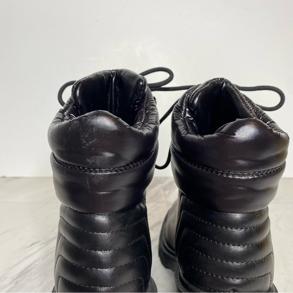 New! Marc Fisher Velima Black Leather Lace Up Lugsole Bootie 8.5 M - Picture 5 of 15